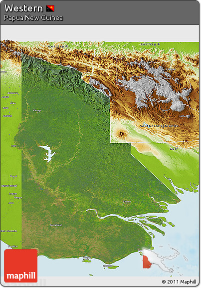 Satellite 3D Map of Western, physical outside