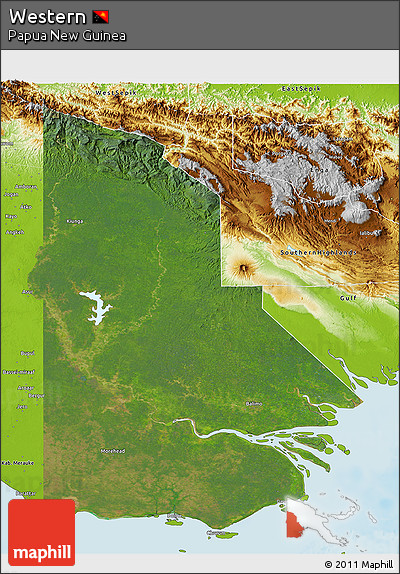 Satellite 3D Map of Western, physical outside