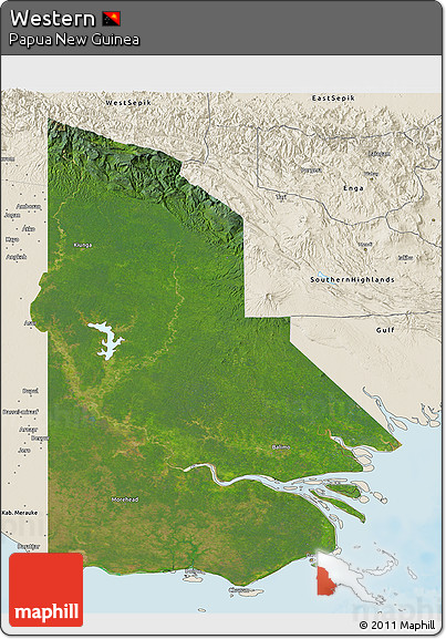 Satellite 3D Map of Western, shaded relief outside