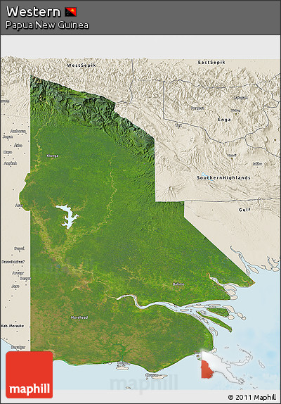 Satellite 3D Map of Western, shaded relief outside