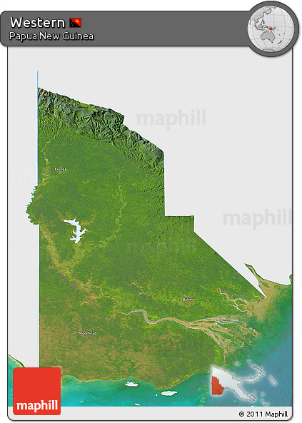 Satellite 3D Map of Western, single color outside