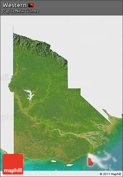 Satellite 3D Map of Western, single color outside