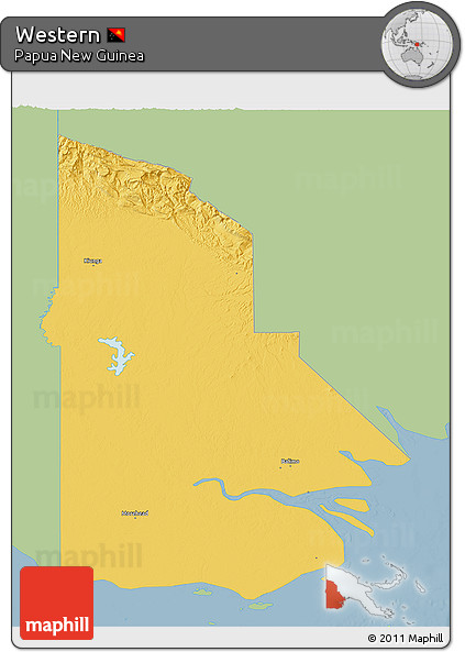 Savanna Style 3D Map of Western, single color outside