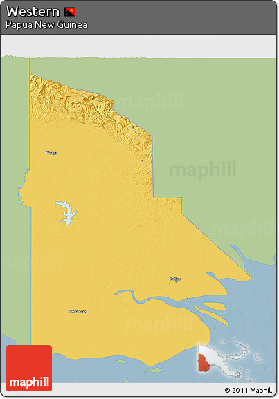 Savanna Style 3D Map of Western, single color outside