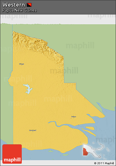 Savanna Style 3D Map of Western, single color outside
