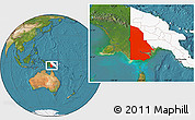 Satellite Location Map of Western, highlighted country