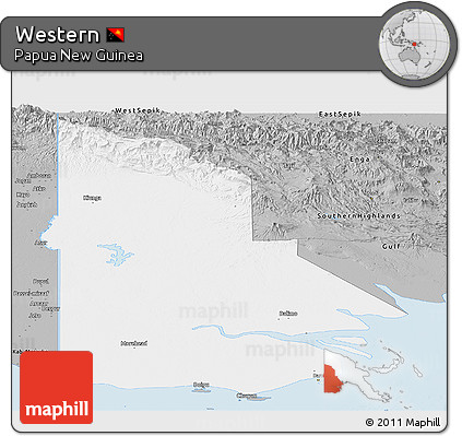 Gray Panoramic Map of Western