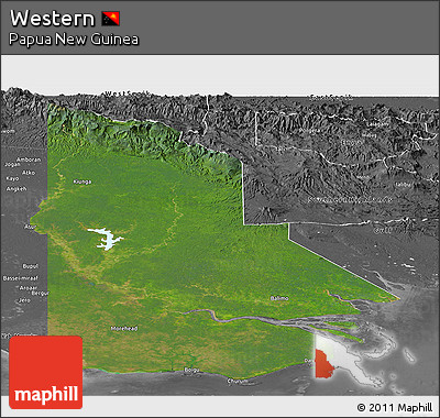 Satellite Panoramic Map of Western, desaturated