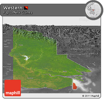 Satellite Panoramic Map of Western, desaturated