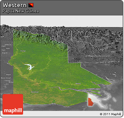 Satellite Panoramic Map of Western, desaturated