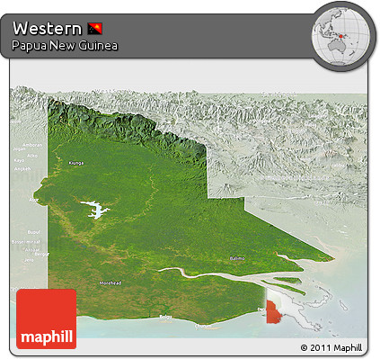 Satellite Panoramic Map of Western, lighten