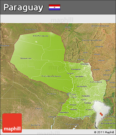 Physical 3D Map of Paraguay, satellite outside