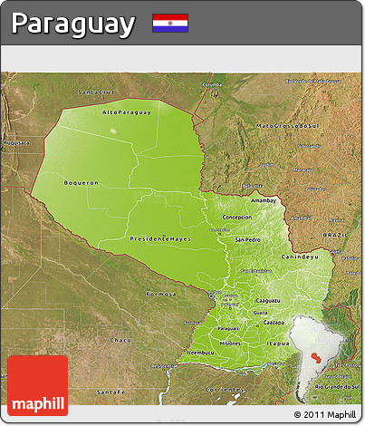 Physical 3D Map of Paraguay, satellite outside