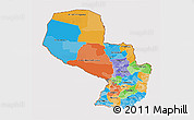 Political 3D Map of Paraguay, cropped outside