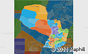 Political 3D Map of Paraguay, darken