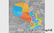 Political 3D Map of Paraguay, desaturated