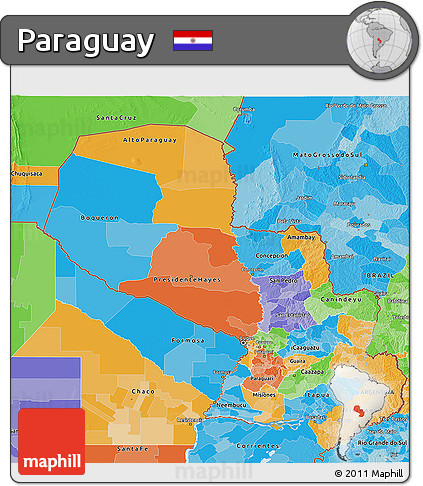 Political 3D Map of Paraguay