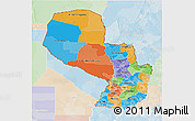 Political 3D Map of Paraguay, lighten