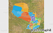 Political 3D Map of Paraguay, satellite outside