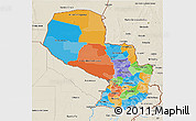 Political 3D Map of Paraguay, shaded relief outside