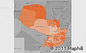 Political Shades 3D Map of Paraguay, desaturated
