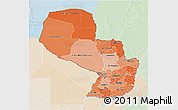 Political Shades 3D Map of Paraguay, lighten