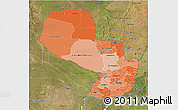 Political Shades 3D Map of Paraguay, satellite outside