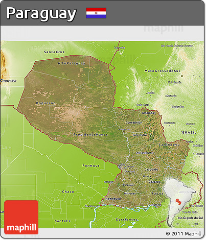 Satellite 3D Map of Paraguay, physical outside