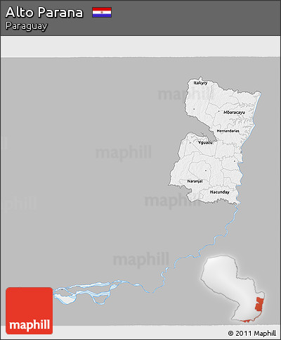 Gray 3D Map of Alto Parana, single color outside