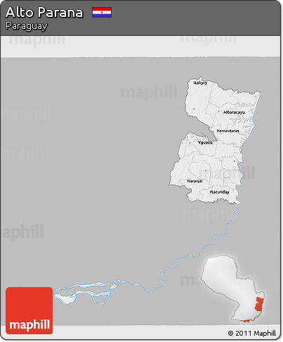 Gray 3D Map of Alto Parana, single color outside