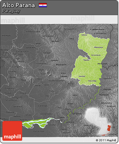 Physical 3D Map of Alto Parana, darken, desaturated