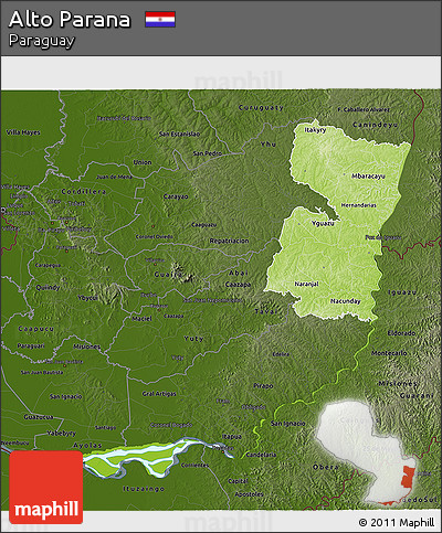 Physical 3D Map of Alto Parana, darken