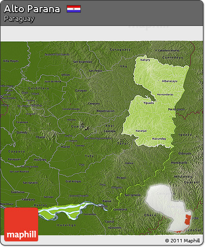 Physical 3D Map of Alto Parana, darken