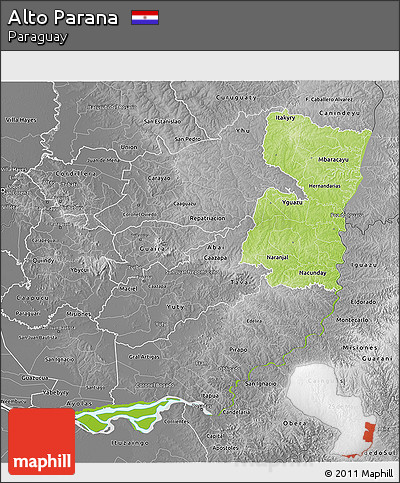 Physical 3D Map of Alto Parana, desaturated