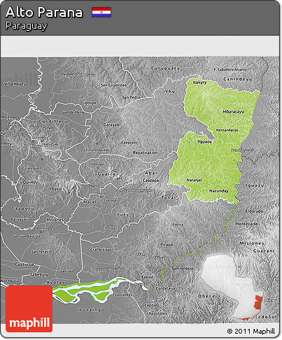 Physical 3D Map of Alto Parana, desaturated
