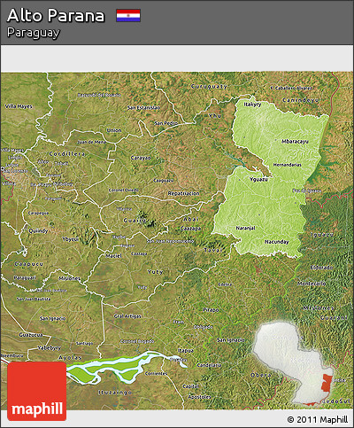 Physical 3D Map of Alto Parana, satellite outside