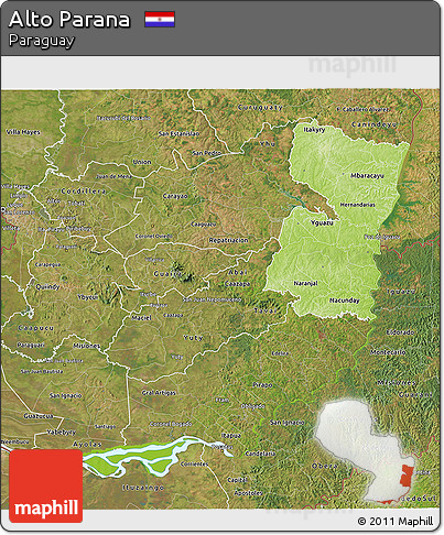 Physical 3D Map of Alto Parana, satellite outside