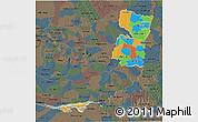 Political 3D Map of Alto Parana, darken, semi-desaturated