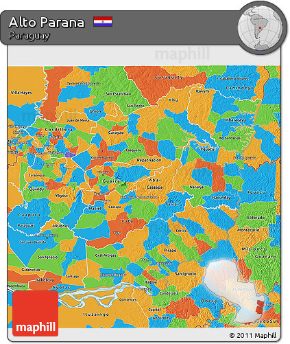 Political 3D Map of Alto Parana