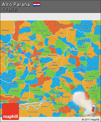 Political 3D Map of Alto Parana