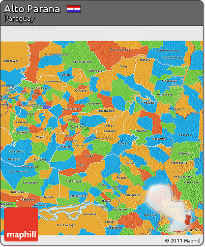 Political 3D Map of Alto Parana