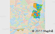 Political 3D Map of Alto Parana, lighten