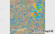 Political 3D Map of Alto Parana, semi-desaturated