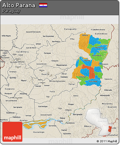 Political 3D Map of Alto Parana, shaded relief outside