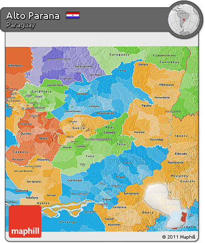 Political Shades 3D Map of Alto Parana