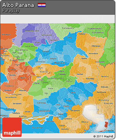 Political Shades 3D Map of Alto Parana