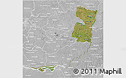 Satellite 3D Map of Alto Parana, lighten, desaturated
