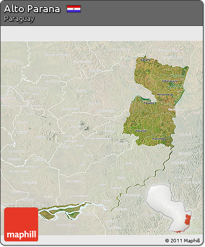 Satellite 3D Map of Alto Parana, lighten
