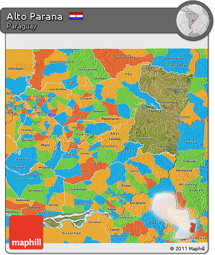 Satellite 3D Map of Alto Parana, political outside