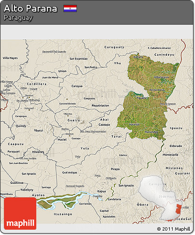 Satellite 3D Map of Alto Parana, shaded relief outside